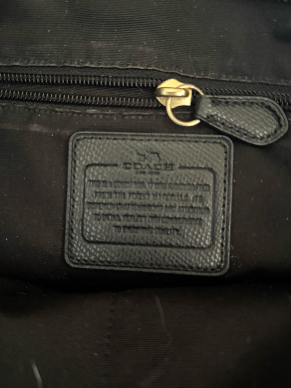 Coach Black Leather Tote with Gold Logo - Picture 2 of 6